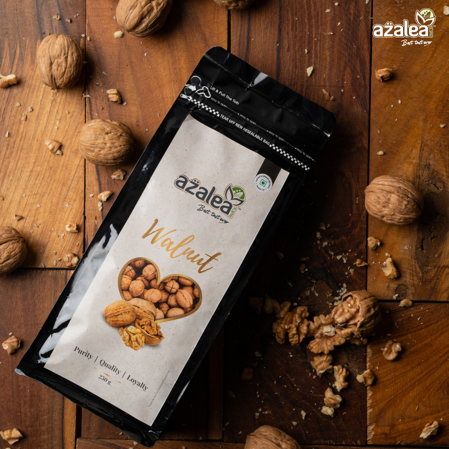 Azalea Nuts Premium In-Shell Walnuts 250gm – Inshell Walnut | Whole california Akhrot | Natural Brain Food