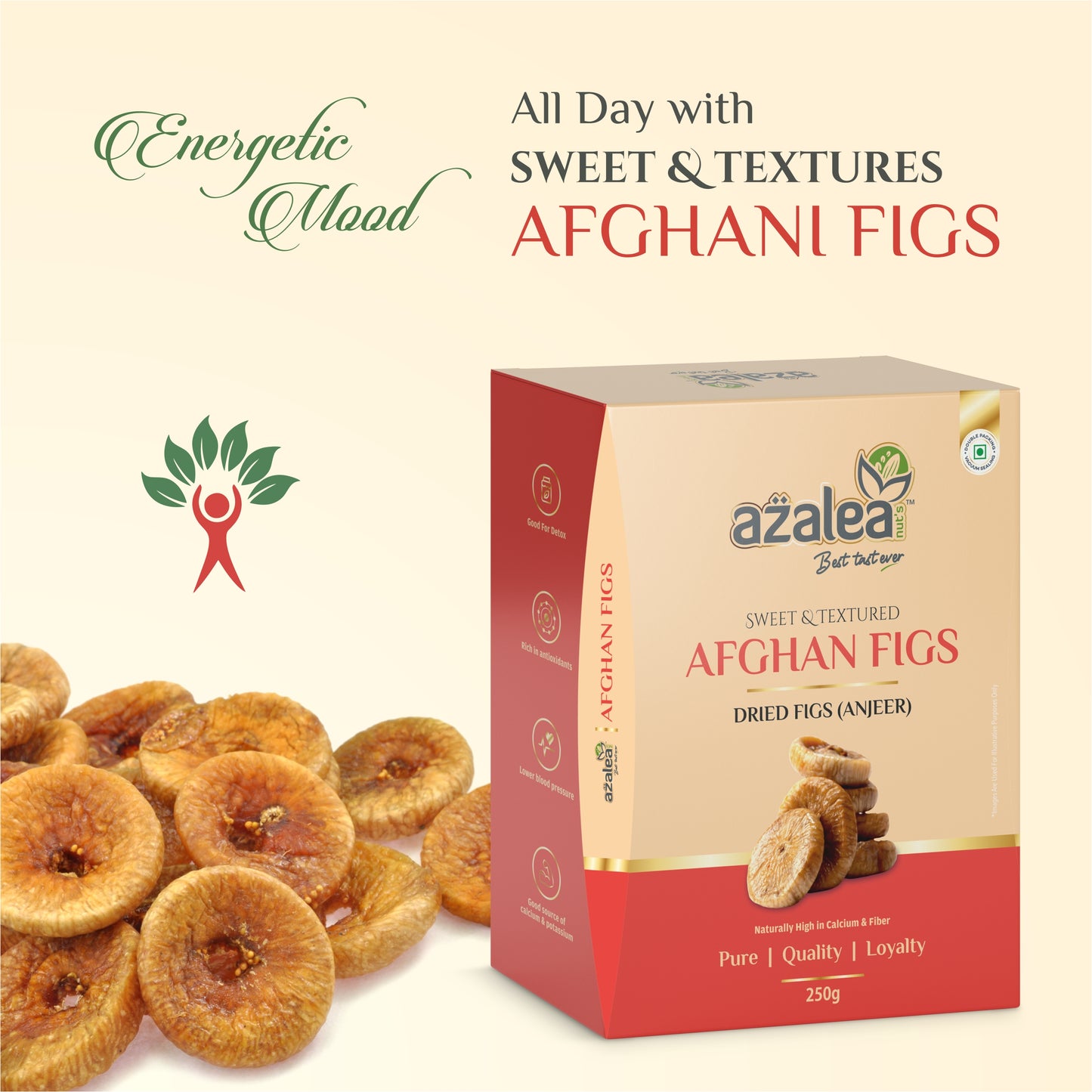 Azalea Nuts Premium Dried Figs (Anjeer) 250gm | Naturally Sweet & Fiber-Rich | Soft & Juicy Dry Fruit