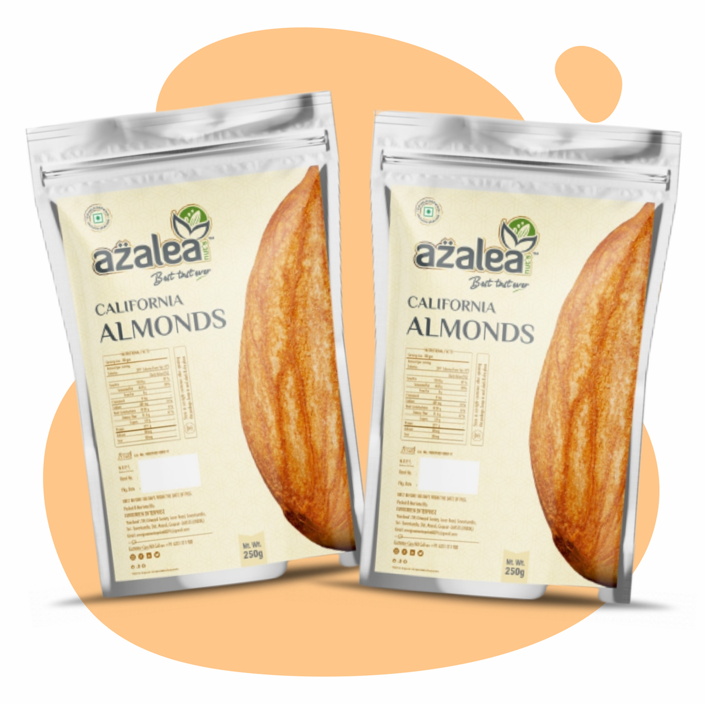 Azalea Nuts Premium California Almonds - badam - 250gm